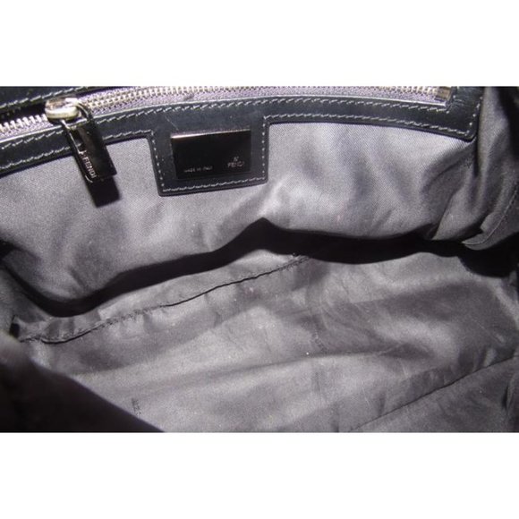 Fendi Mamma Zucco Black Shoulder Bag Zucchino Print Canvas And Leather - Picture 6 of 12